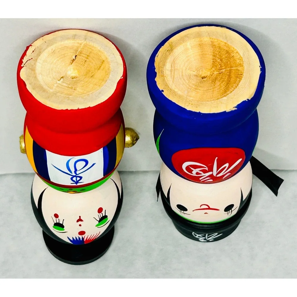 Vintage Kokeshi‎ Wedding Dolls Set ~ Hand Painted ~ Japanese Folk Art ~ Wooden